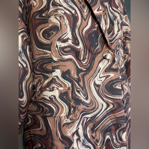 Missguided brown and pink marble print blazer jacket size small - Picture 7 of 8